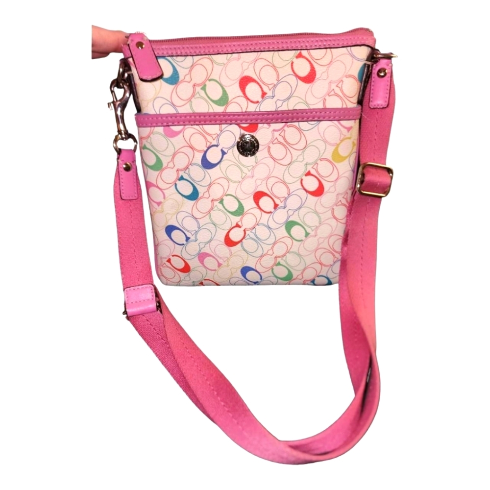 Y2K Coach Chelsea Signature Pink Girly Multicolor Crossbody Leather Shoulder Bag